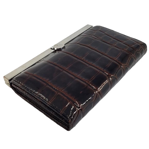 Genuine Crocodile Embossed Italian Leather Clutch - Picture 2 of 5